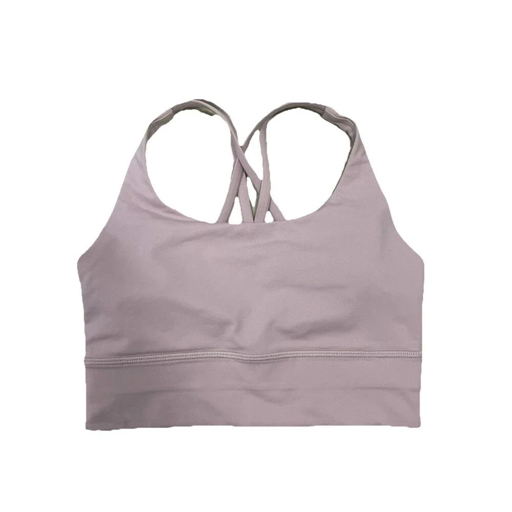 Lululemon Energy Bra Long Line Smoky Blush Pink Luxtreme Sport Bra Size 4